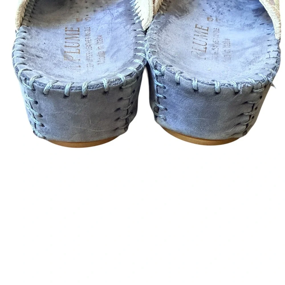 La Plume Sandals Women‎ US 7.5 Pastel Leather Floral Double Buckle Slides Italy